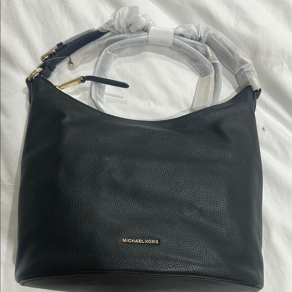 New Michael Kors Black Leather Shoulder Bag